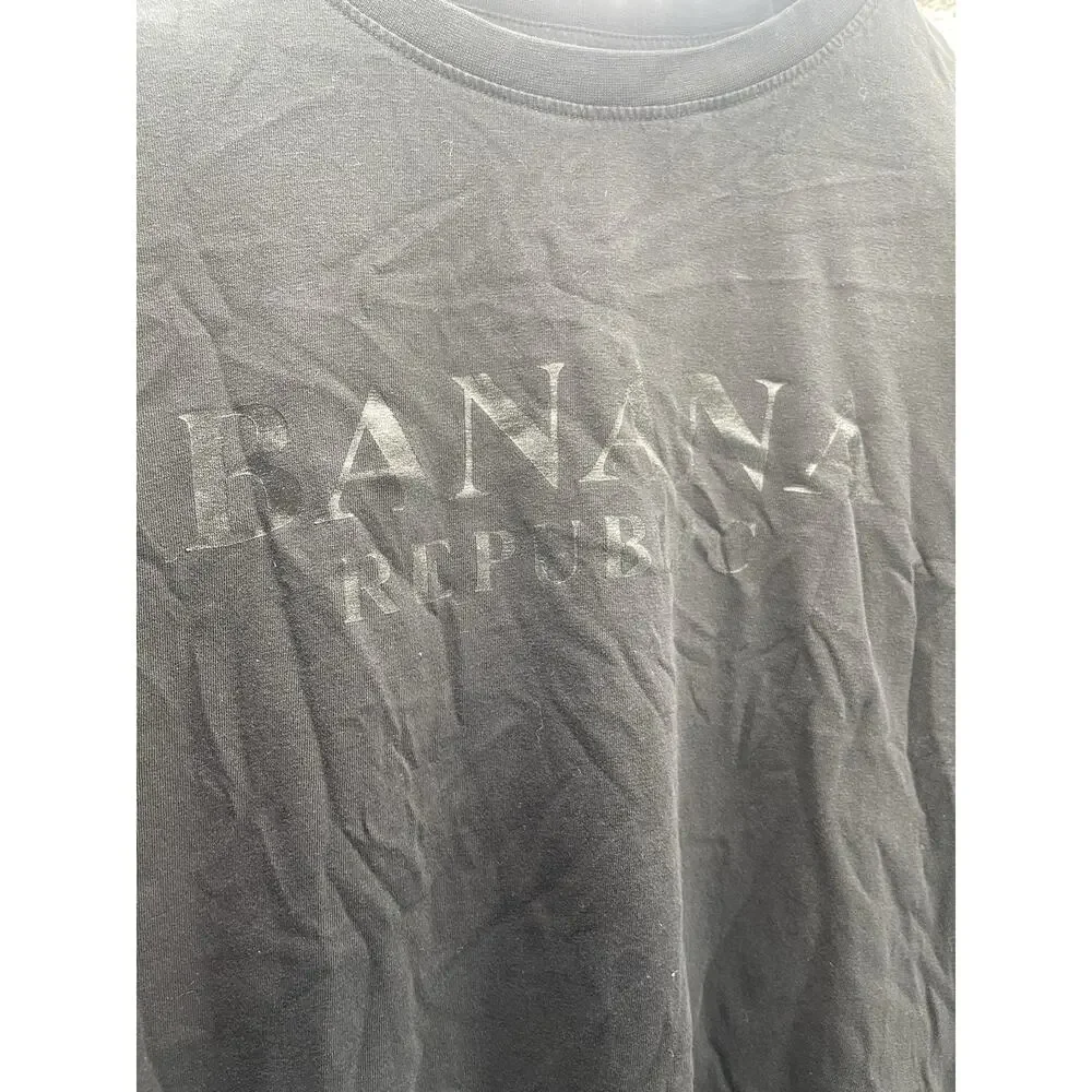 Banana Republic Mens Premium Wash Tee Black XL TShirt Logo Lightweight Soft